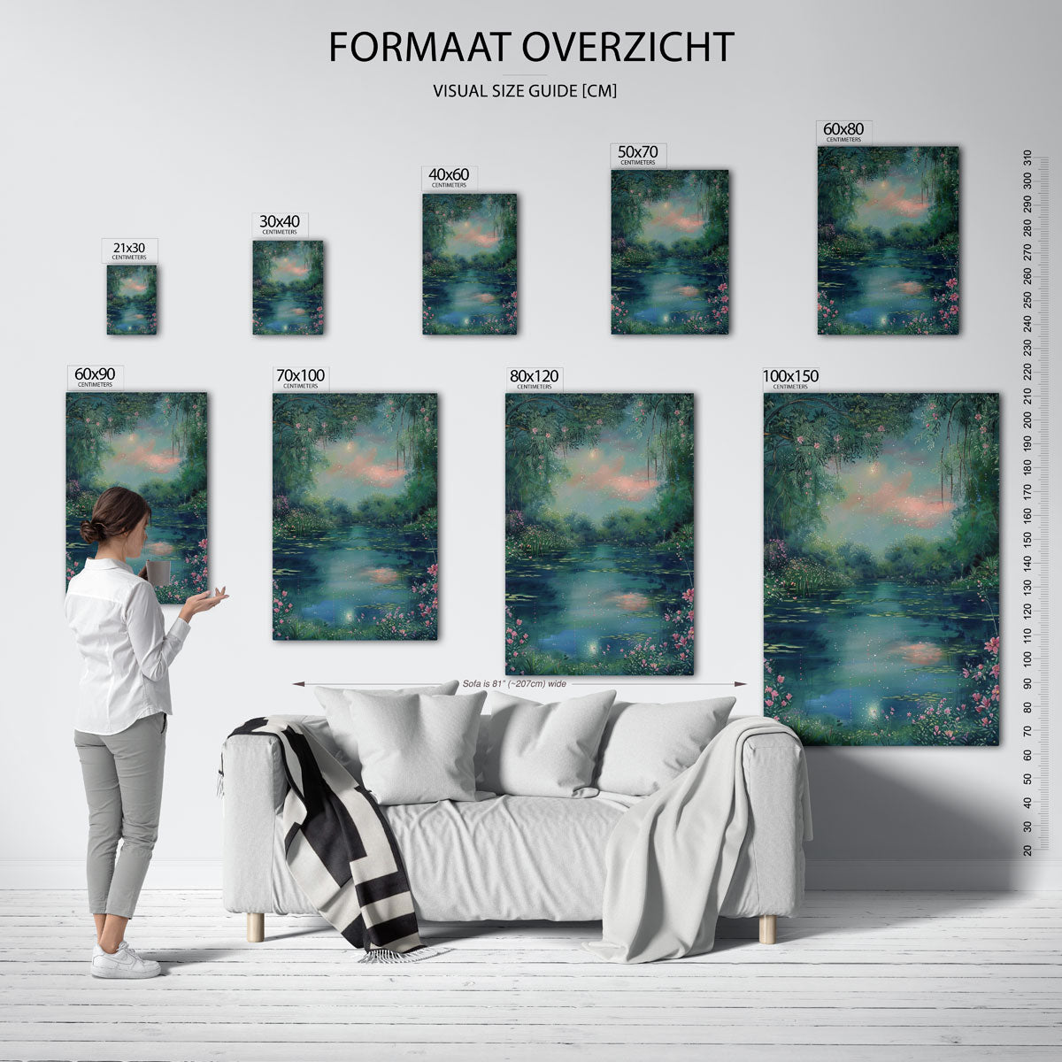 Sereen landschap met bloemen Poster
