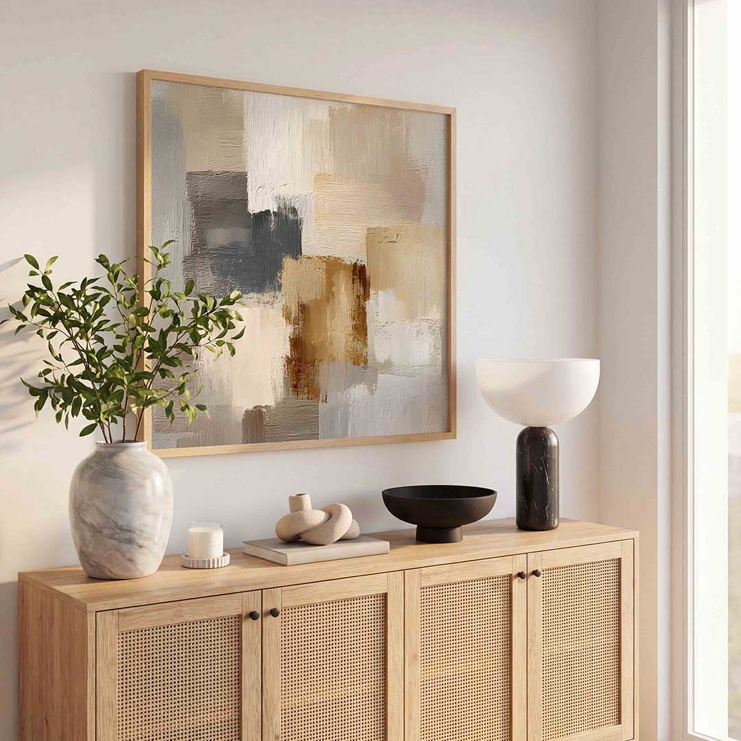 Abstracte beige en grijze vlakken Poster