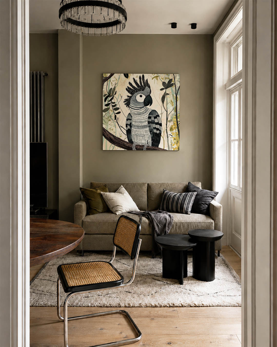 Vogelsilhouet in bos Kunstwerk