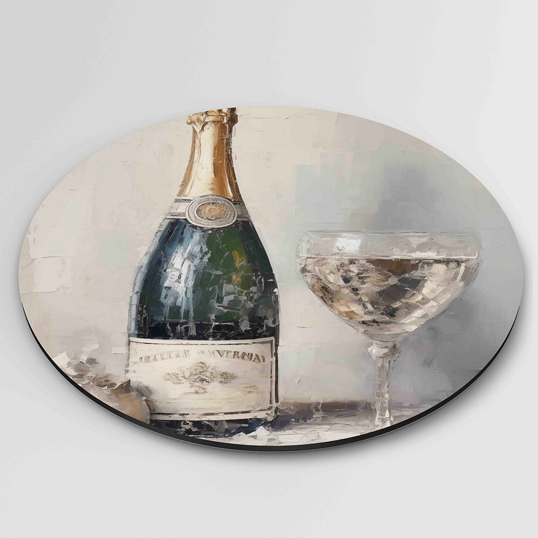 Champagnefles en glas Muurcirkel