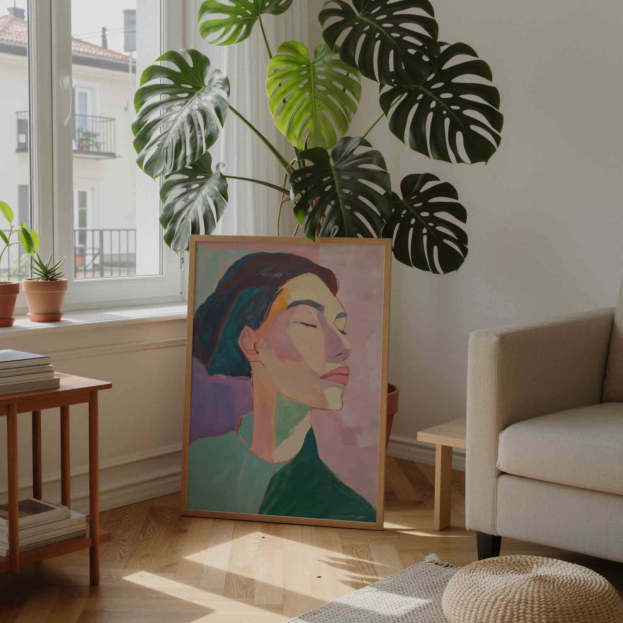 Portret met gesloten ogen Poster