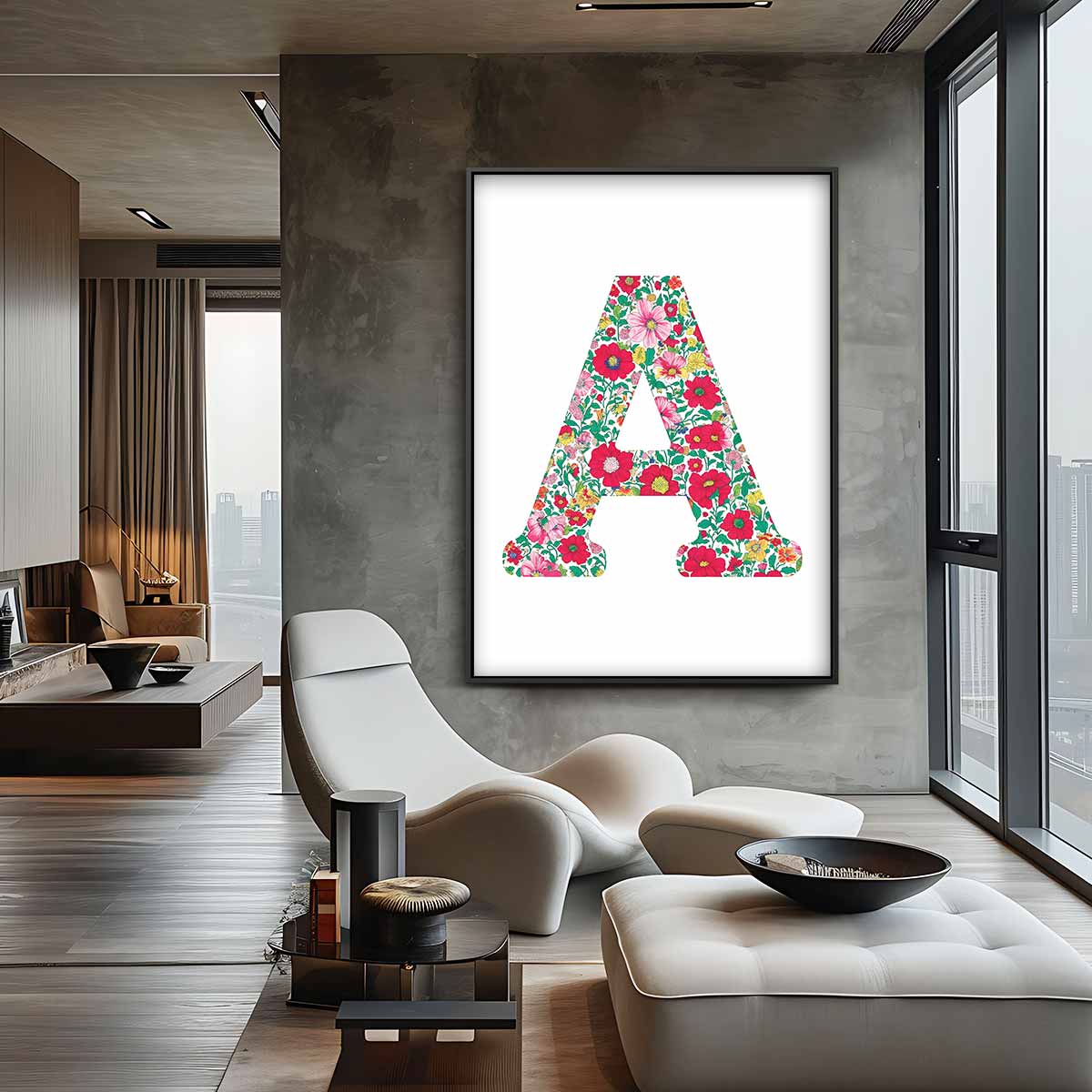 Bloemenalfabet Letter A Kunstwerk-canvas-dibond-plexiglas-wanddecoratie-WallArtistic