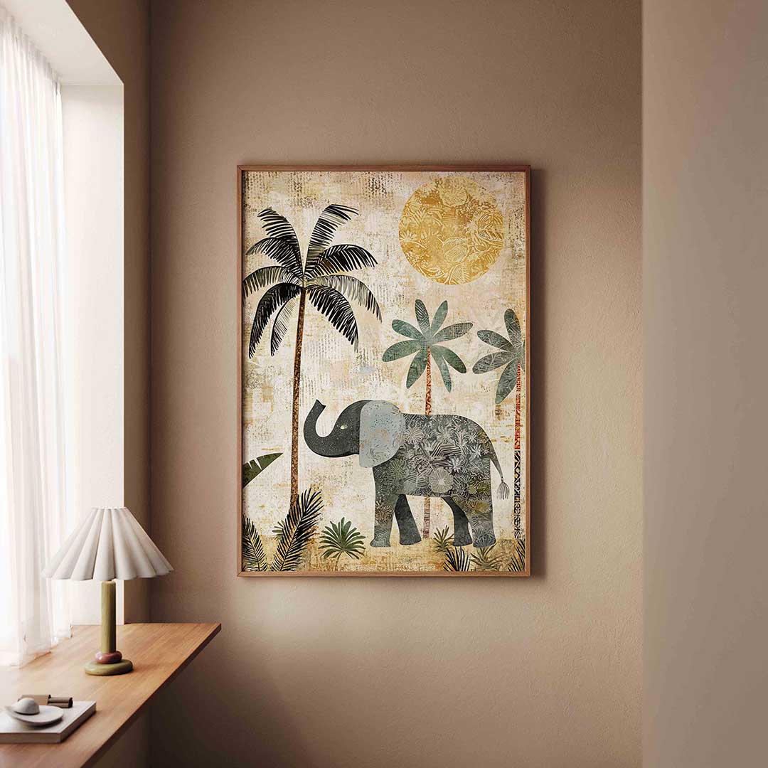 Olifant en palmbomen Poster
