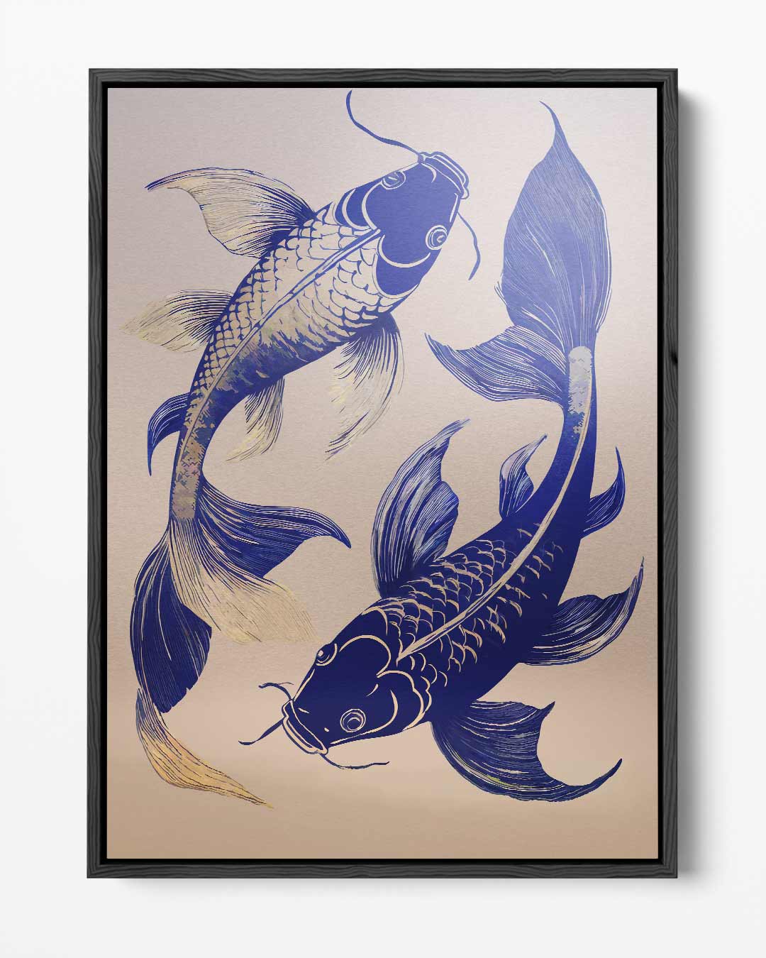 Dancing Koi in Blue Glory Artwork
