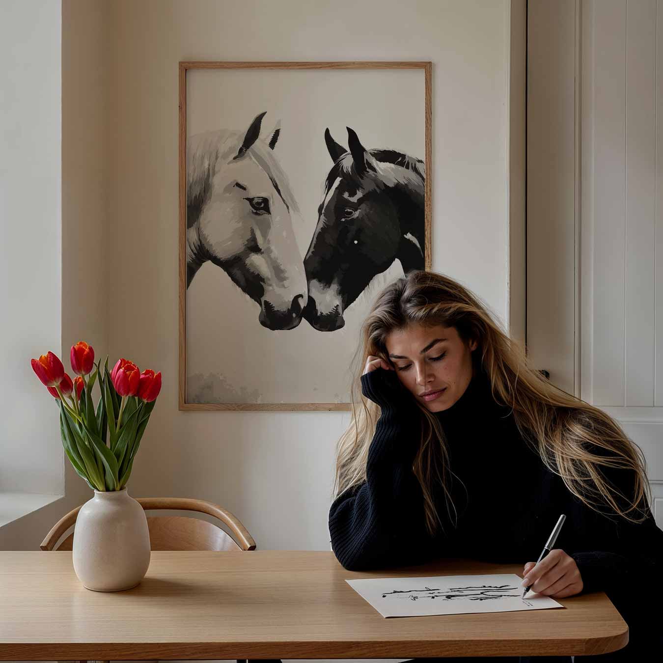 Twee Paarden Vriendschap Poster-WallArtistic