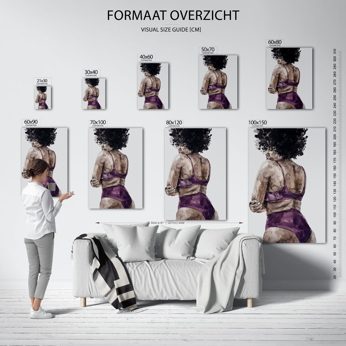 Vrouw in paarse kleding Poster