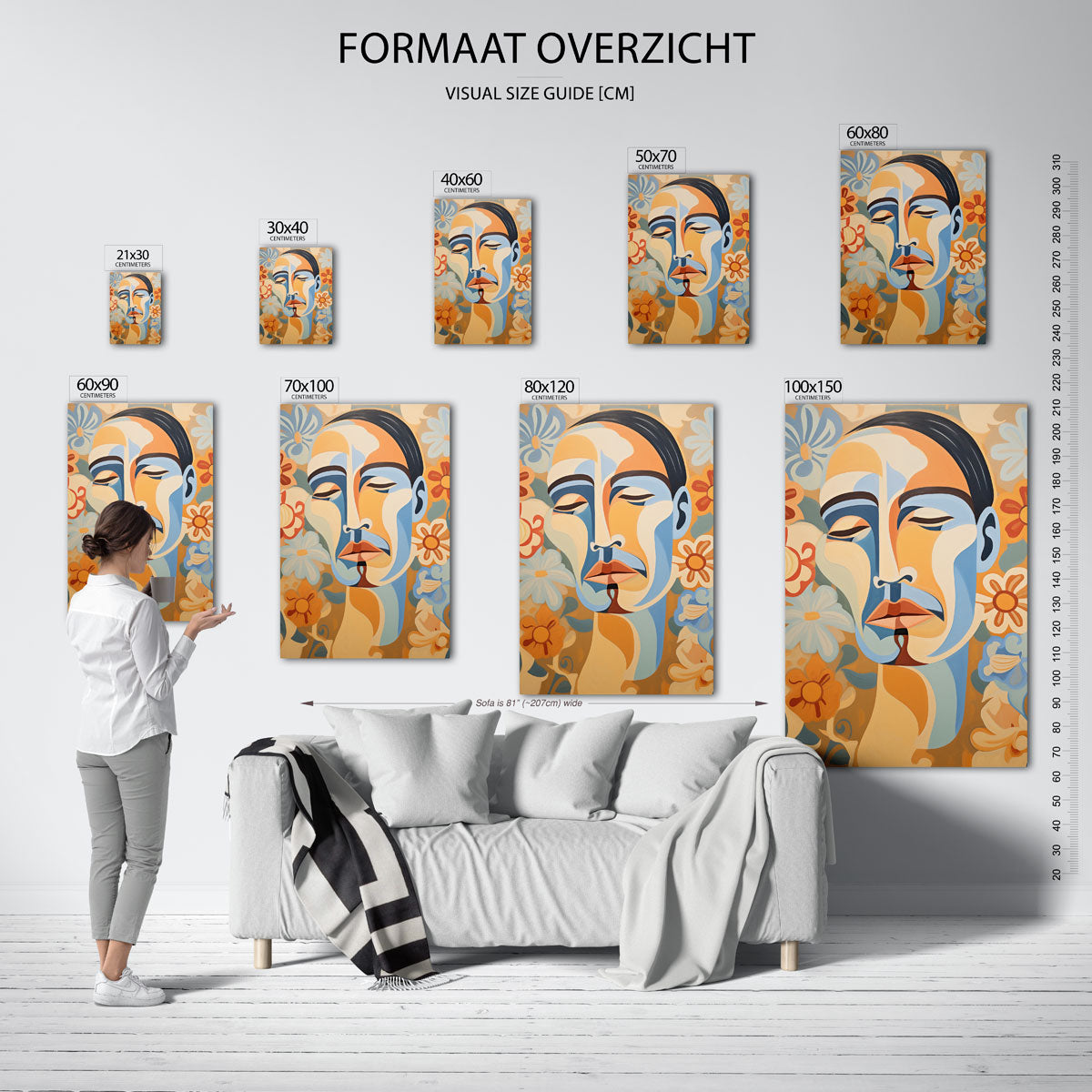 Abstracte gezichten en bloemen Poster