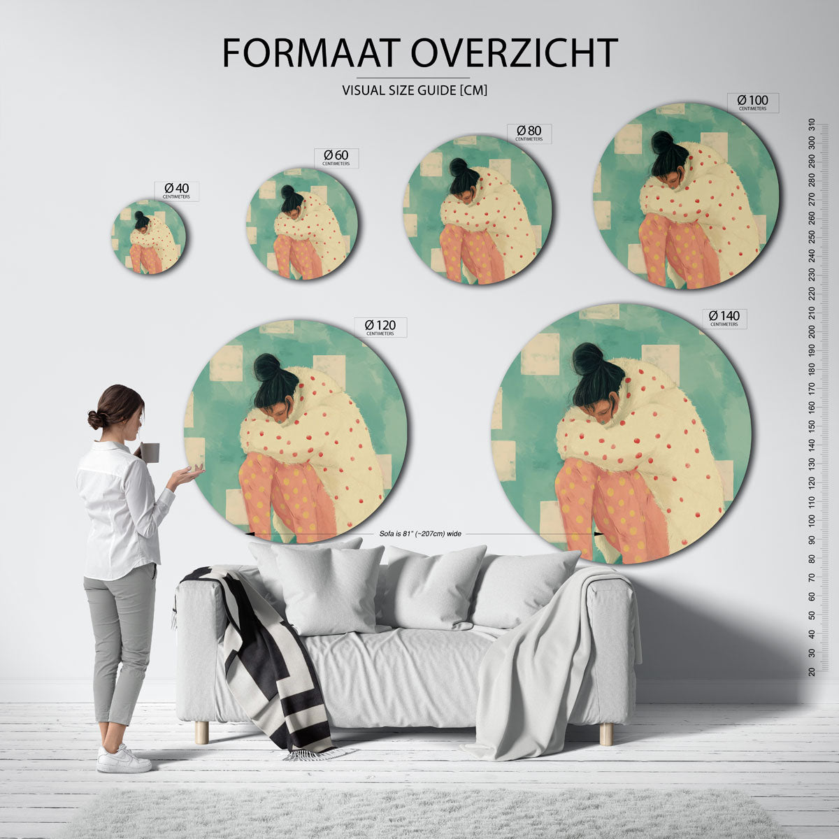 Vrouw met stippen Muurcirkel