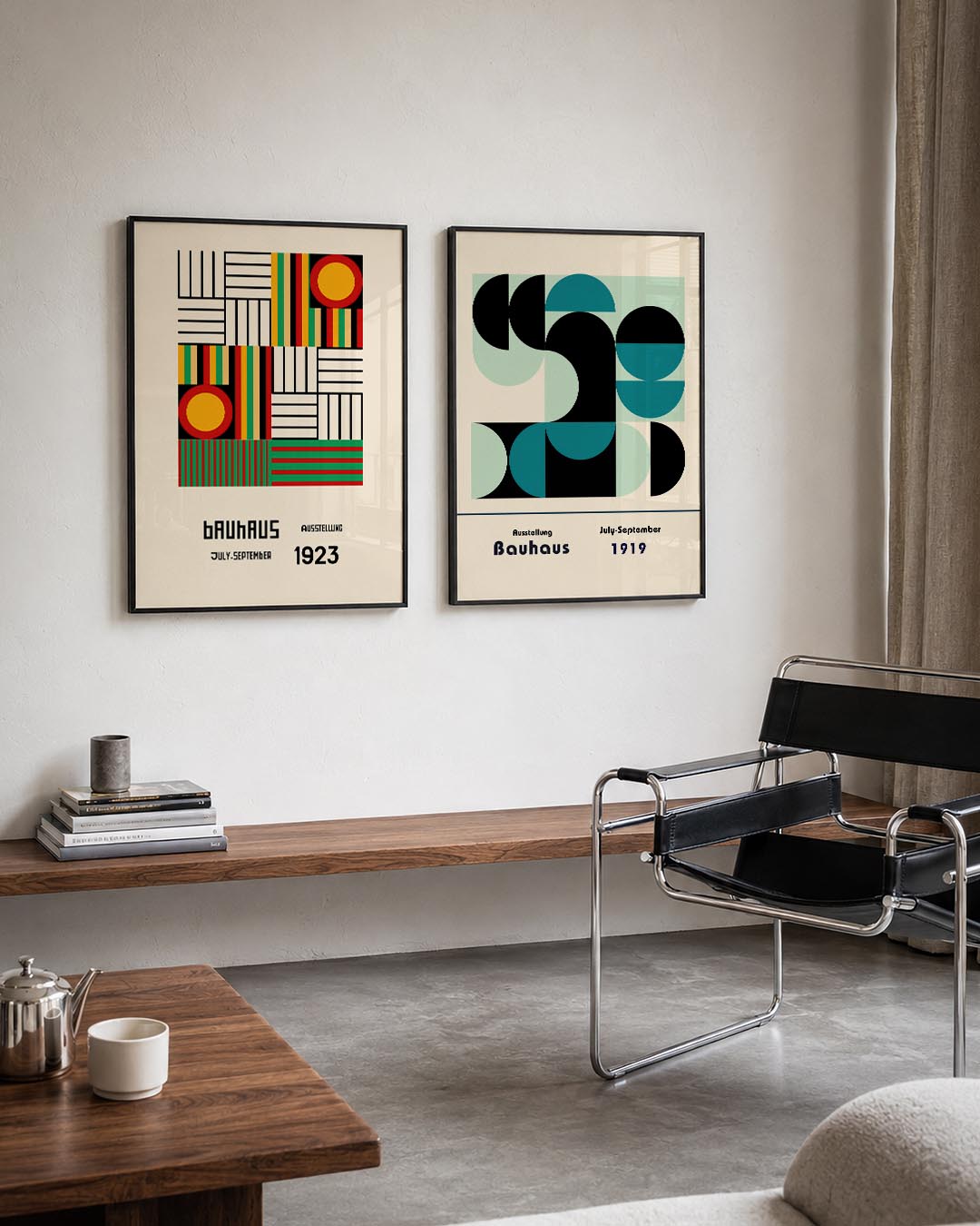 Kleurrijke lijnenspel Posterset