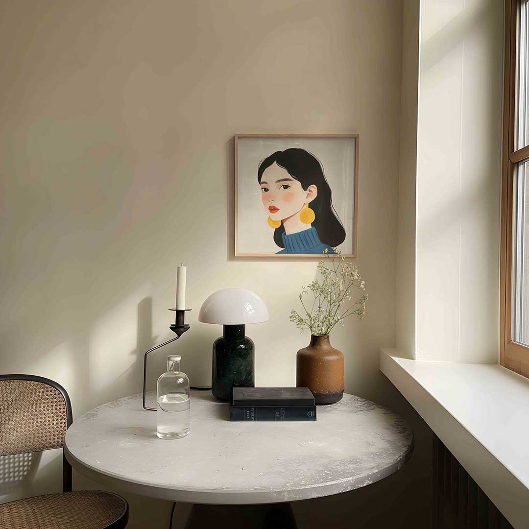 Vrouw met gele oorbellen Poster