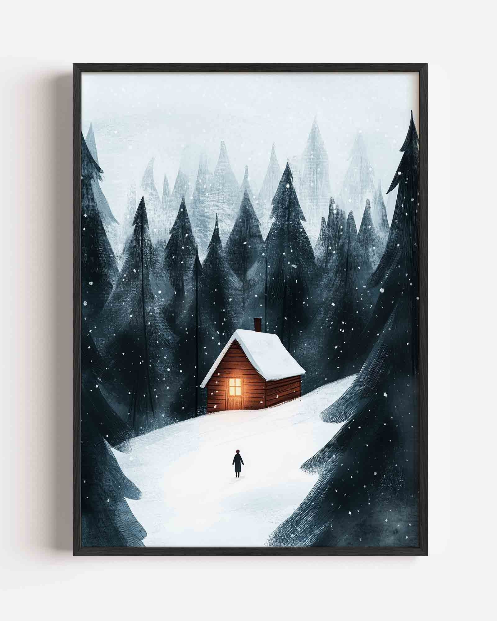 Sneeuwlandschap met huis Poster