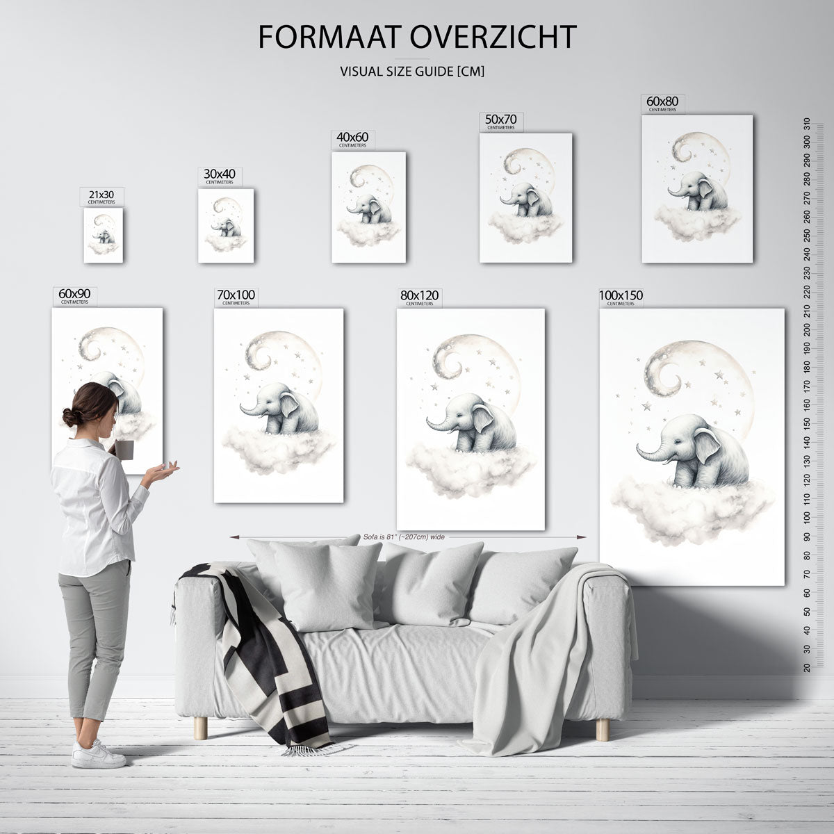 Olifant op wolk Poster