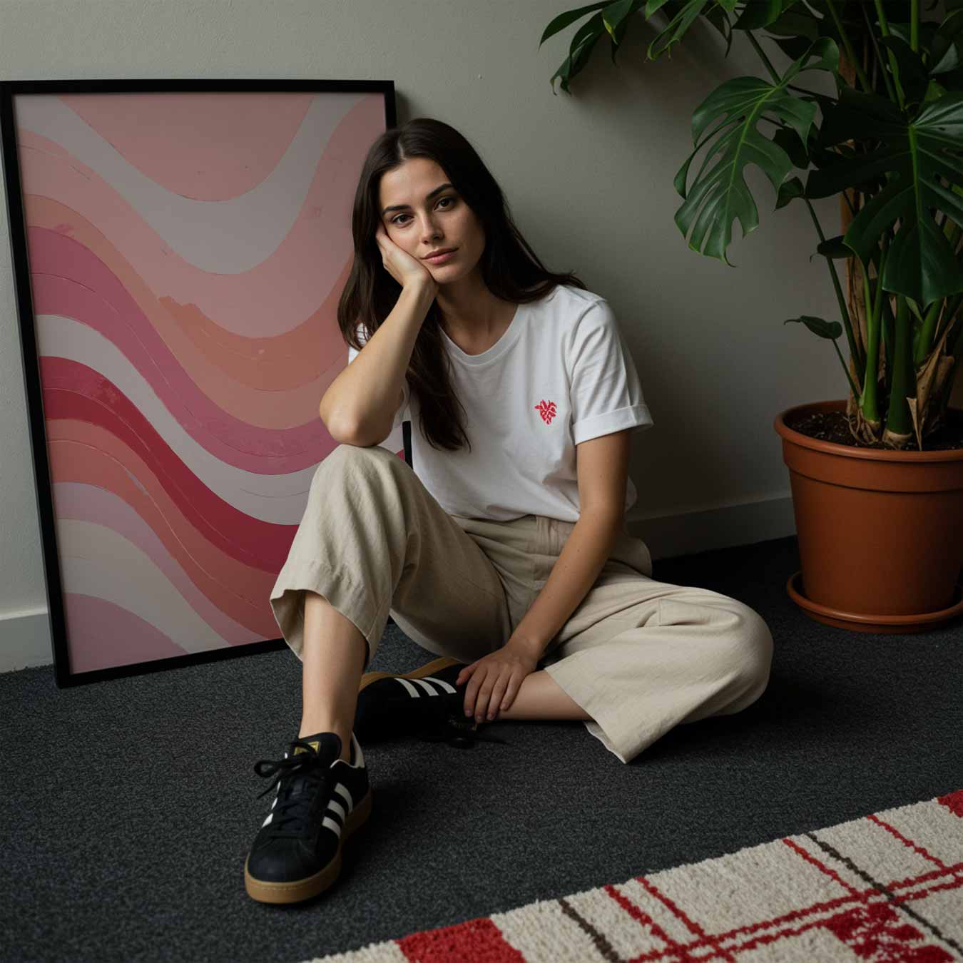 Vrolijke Golven in Roze Poster-WallArtistic