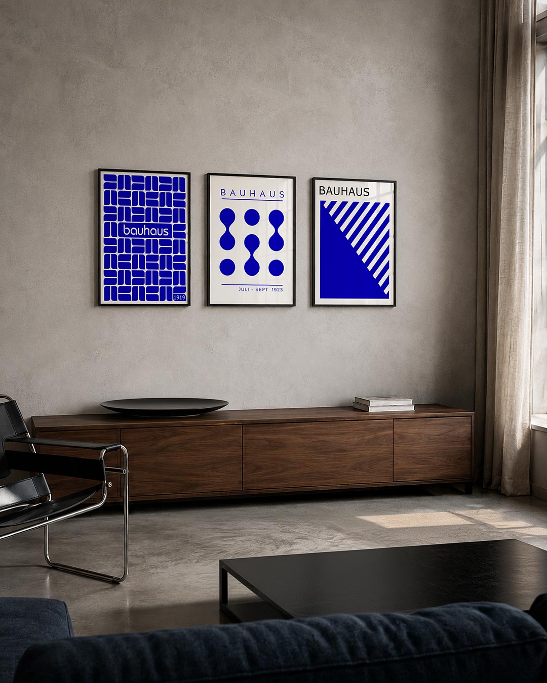 Vormritme blauw Posterset