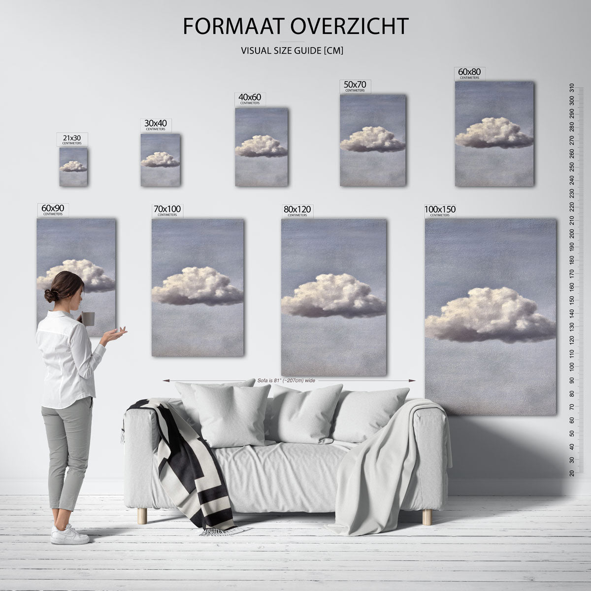 Wolk tegen blauwe lucht Poster