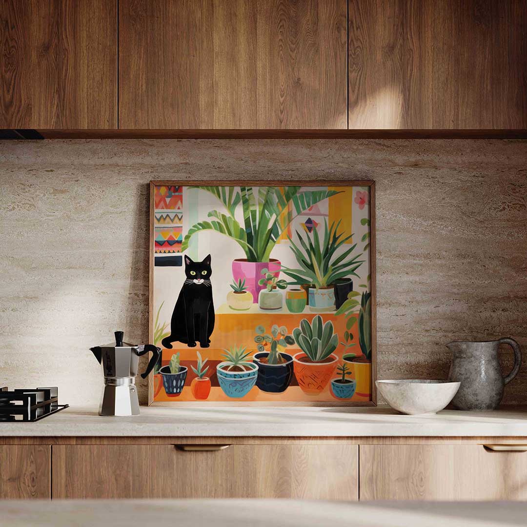 Kat en planten Poster