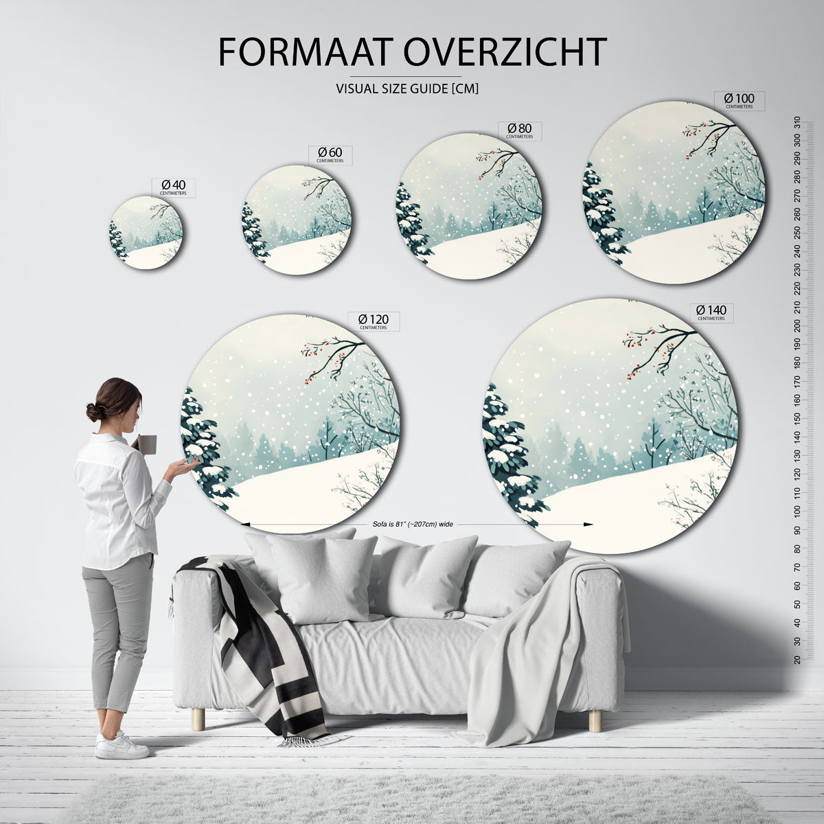 Winterlandschap met sneeuw Muurcirkel