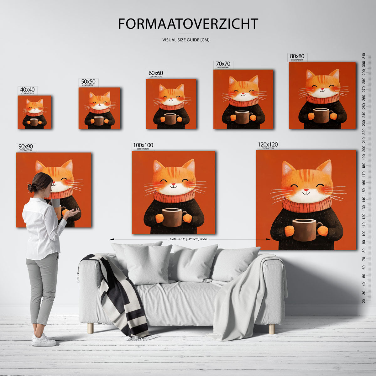 Kat met mok Poster