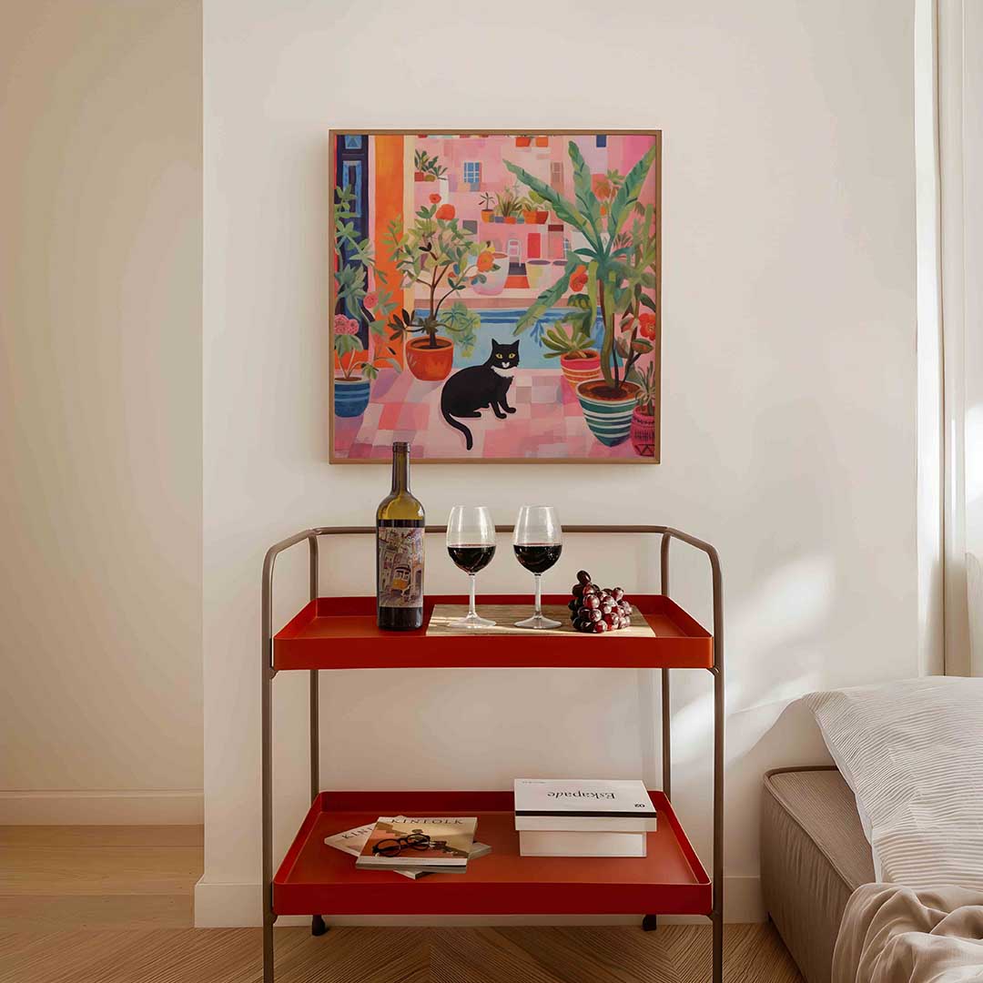 Kat tussen planten Poster