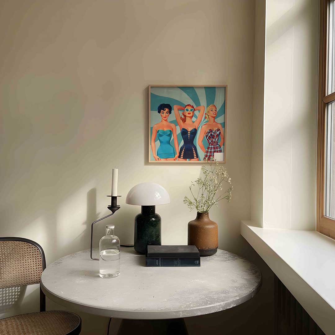 Drie vrouwen in badkleding Poster