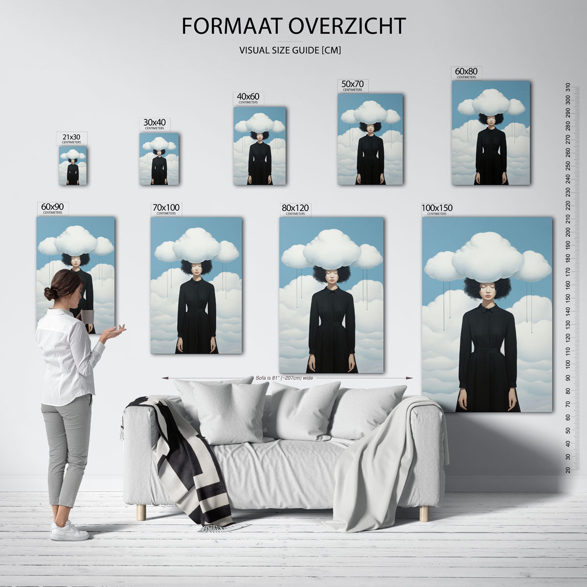 Vrouw met wolken Poster