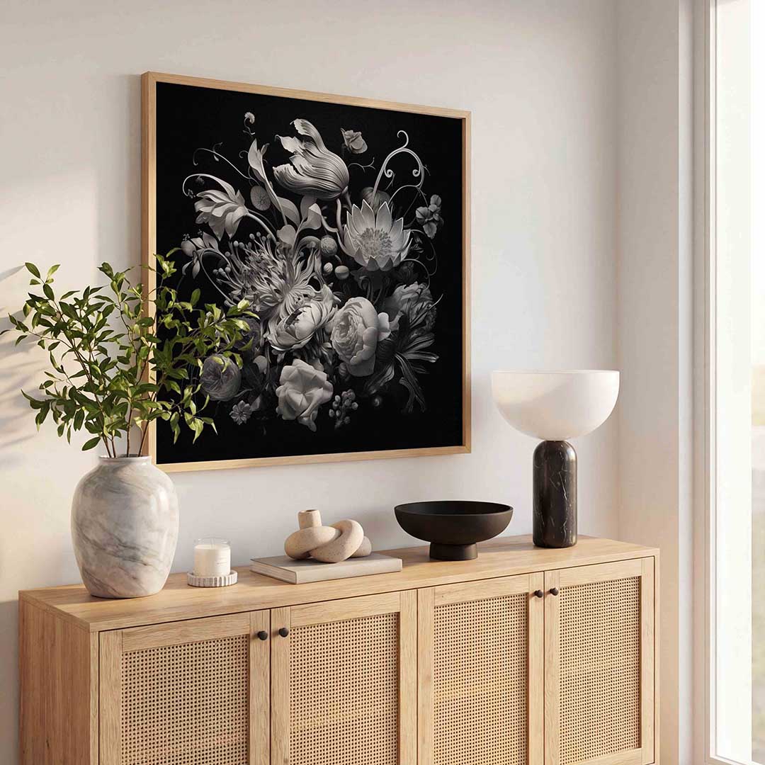 Bloemen in zwart wit Poster
