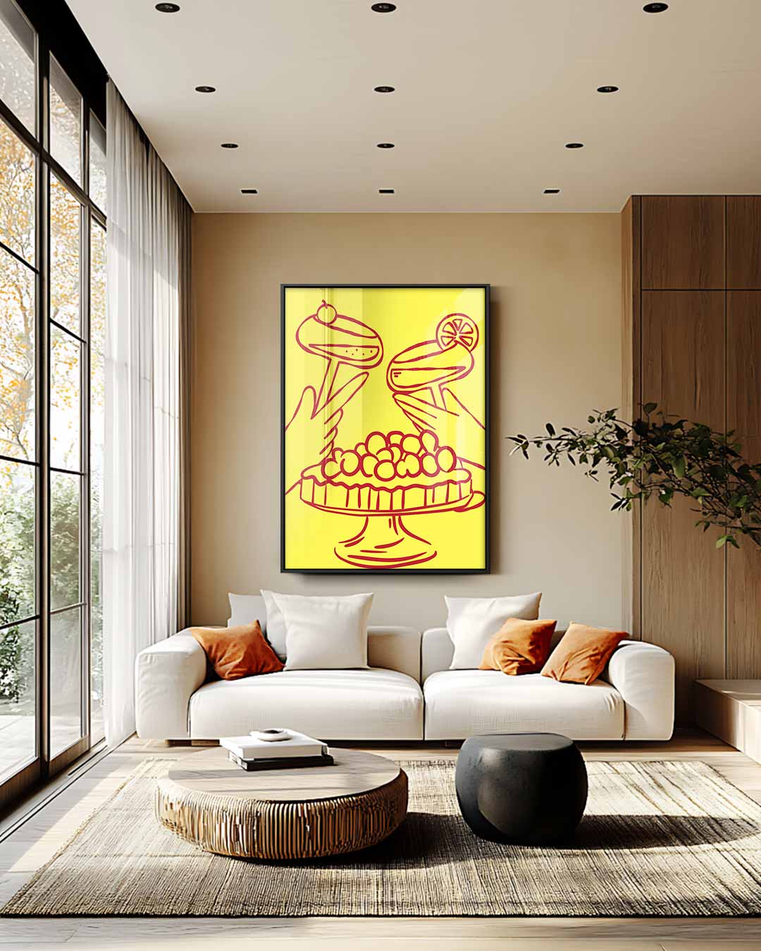 Feestelijke Toast en Taart Kunstwerk-canvas-dibond-plexiglas-wanddecoratie-WallArtistic