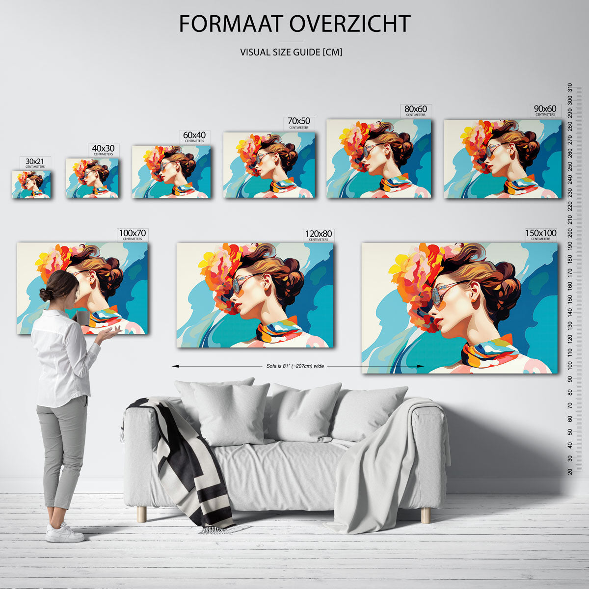 Vrouw met bloemenhoed Poster