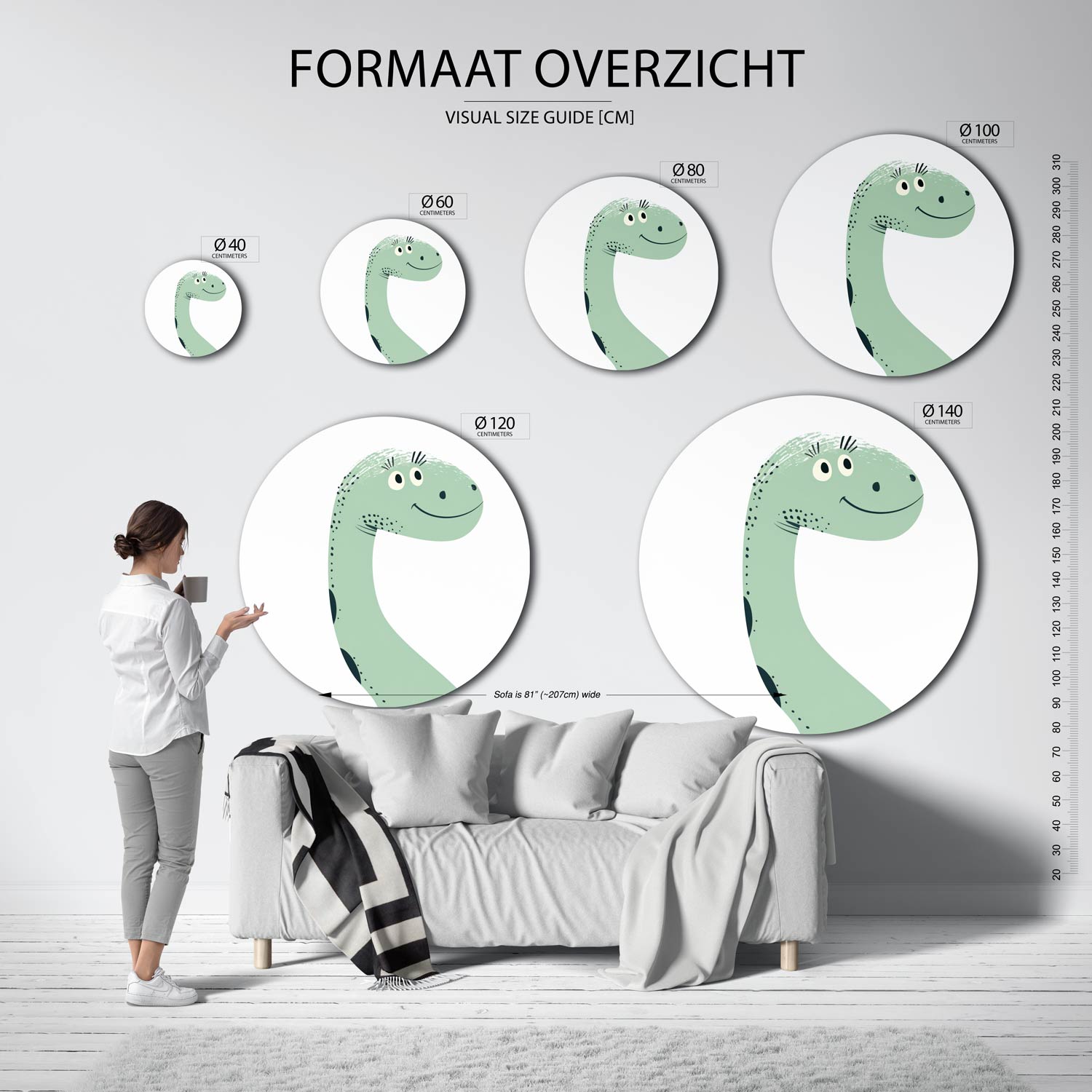 Dinosaurus illustratie Muurcirkel
