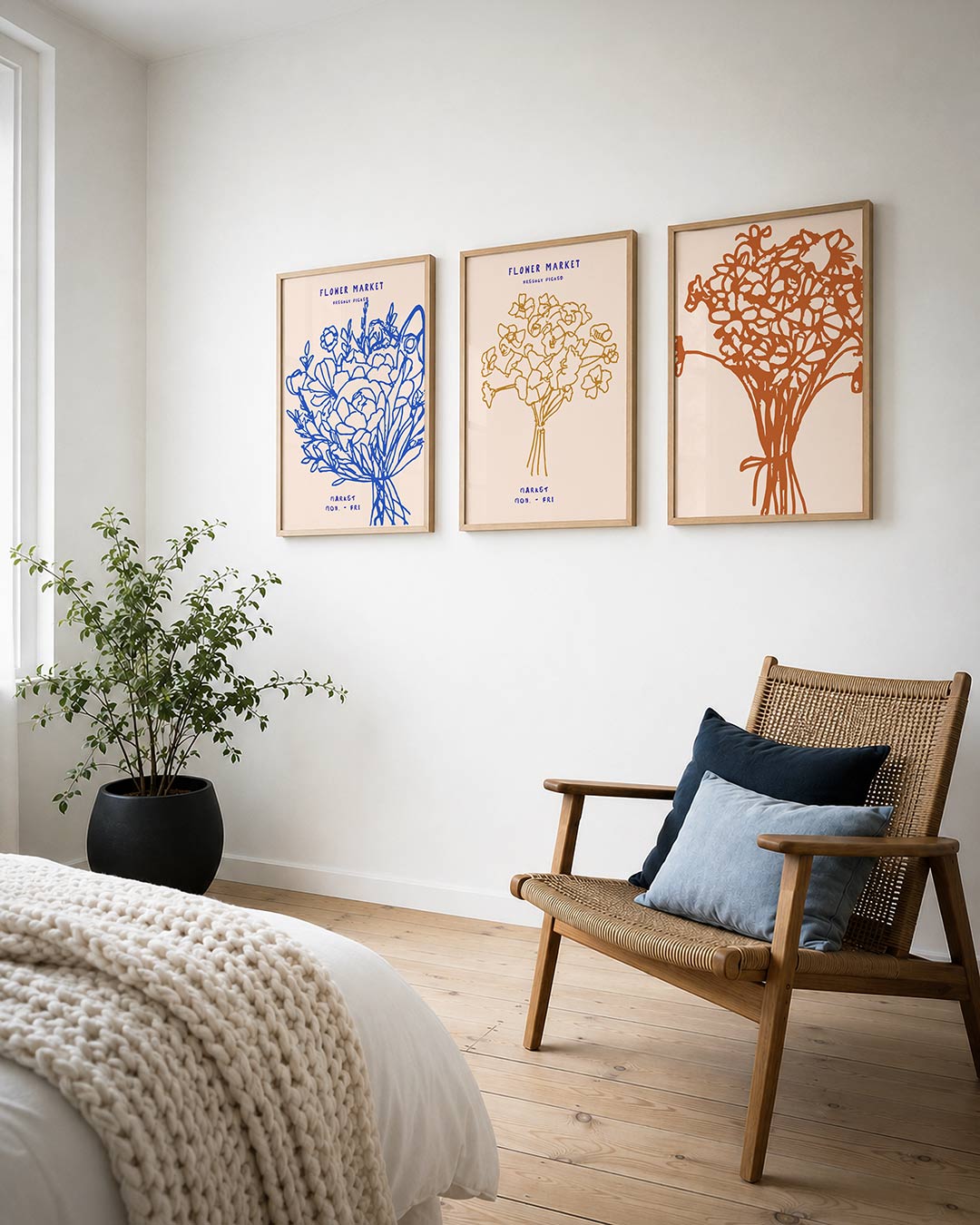 Bloemenlijnenspel Posterset