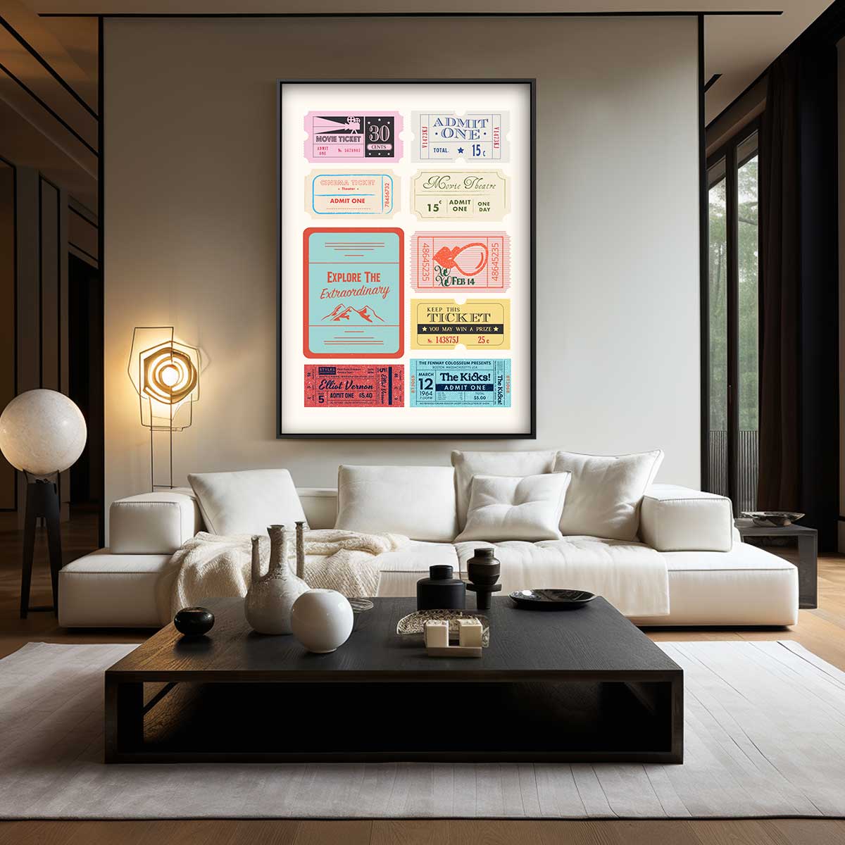 Vintage Bioscoopkaartjes Collectie Kunstwerk-canvas-dibond-plexiglas-wanddecoratie-WallArtistic