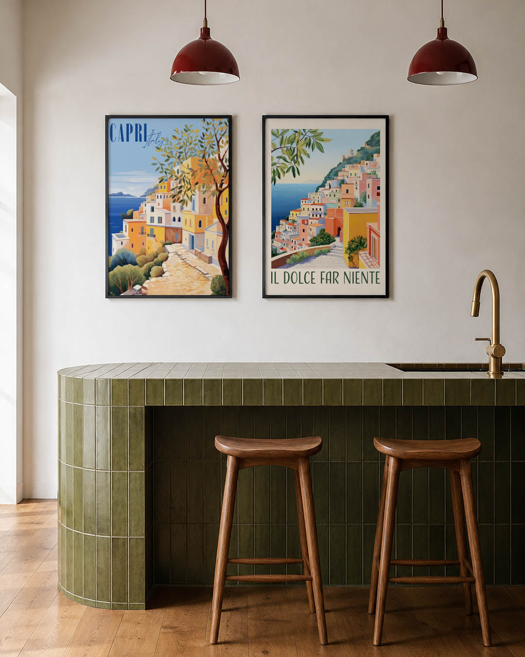 Zonnige kustlijn Posterset