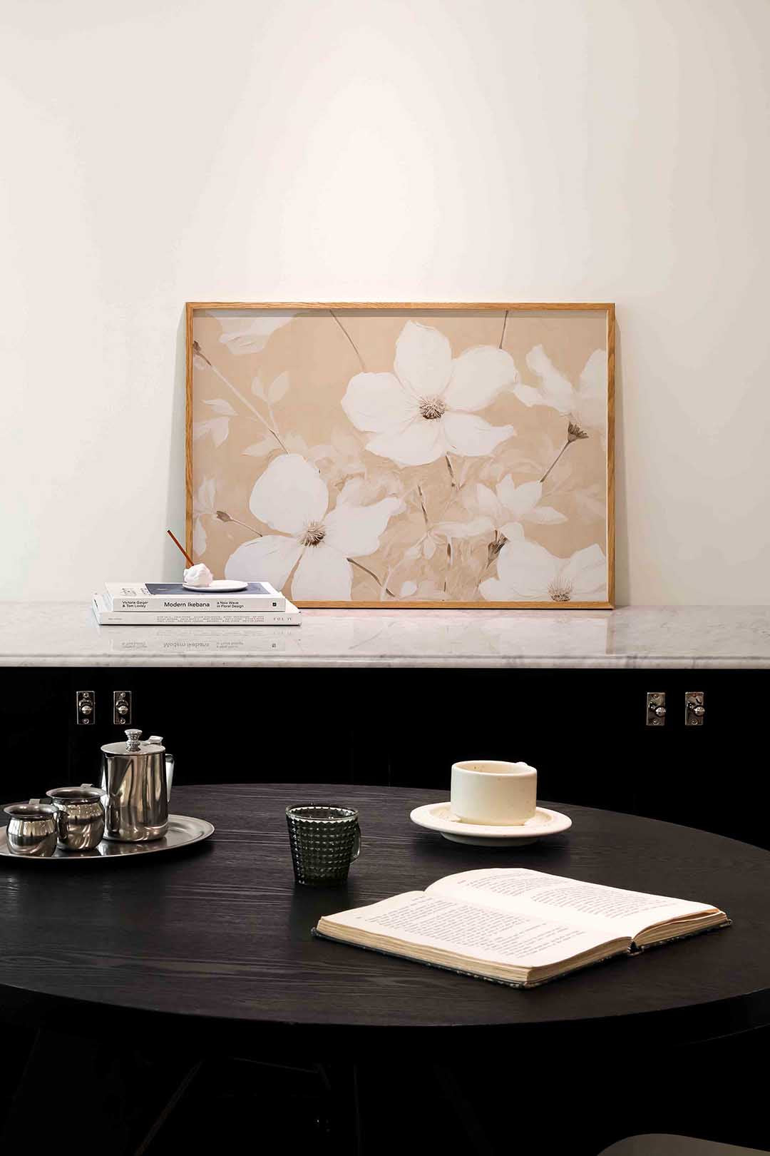 Witte bloemen Poster