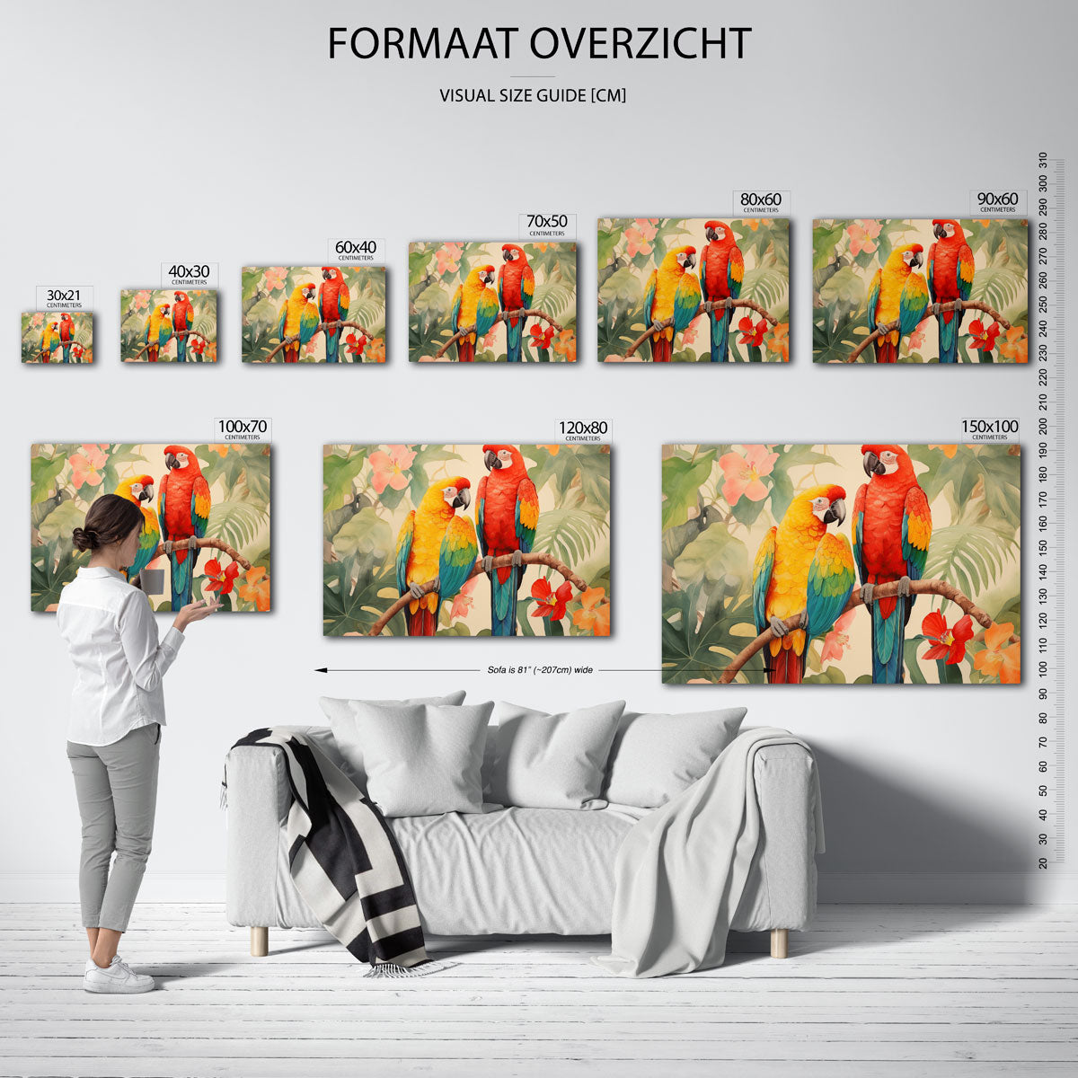 Papegaaien en bloemen Poster
