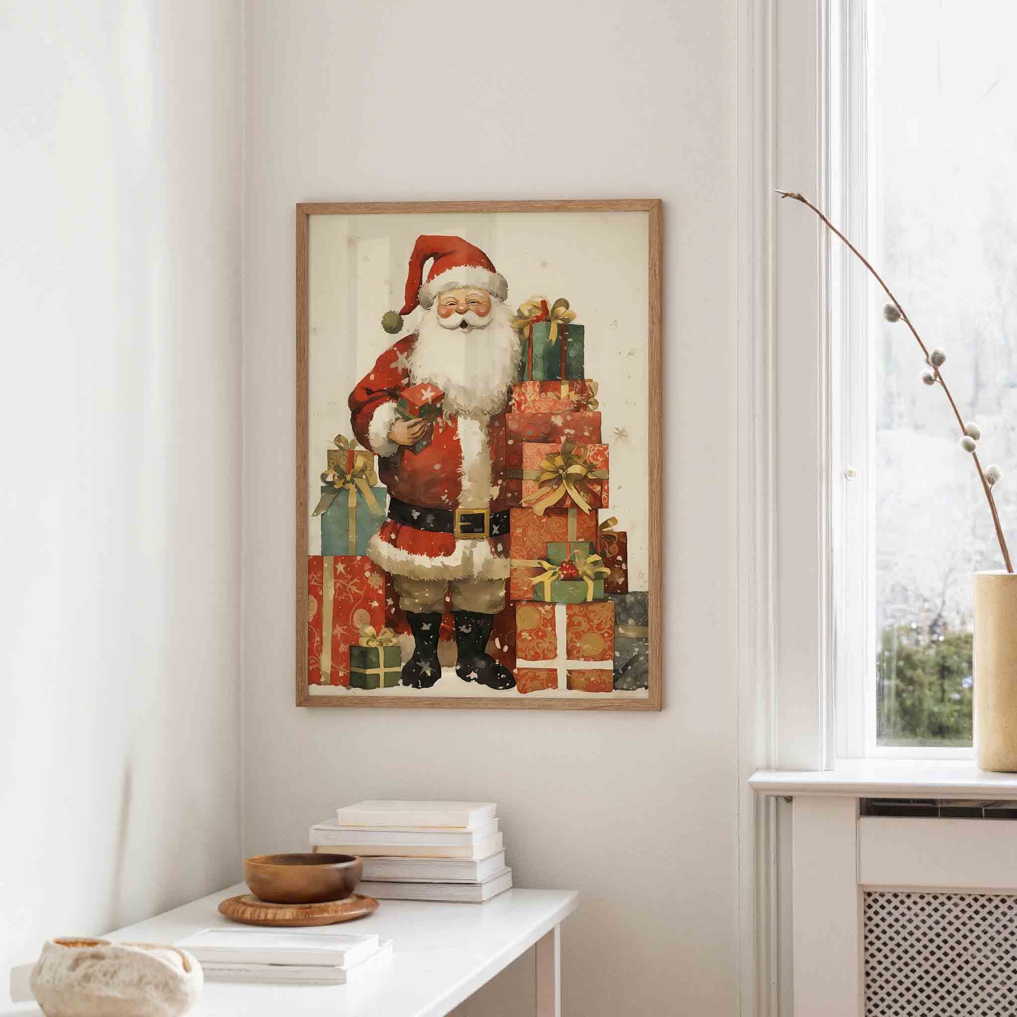Kerstman met cadeaus Poster