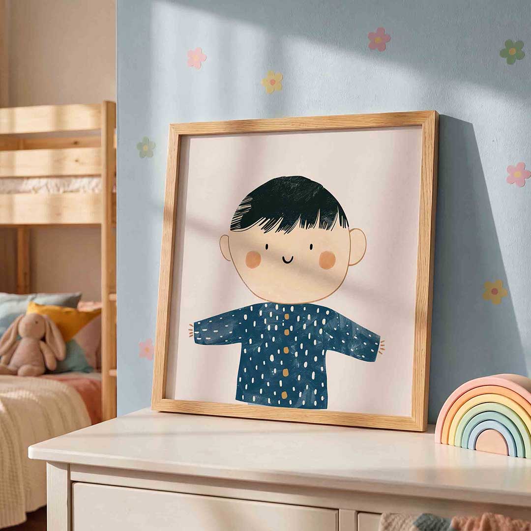Kind met blauwe trui Poster