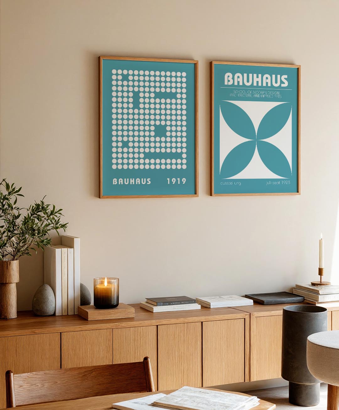 Cirkelpatroon en blauw Posterset