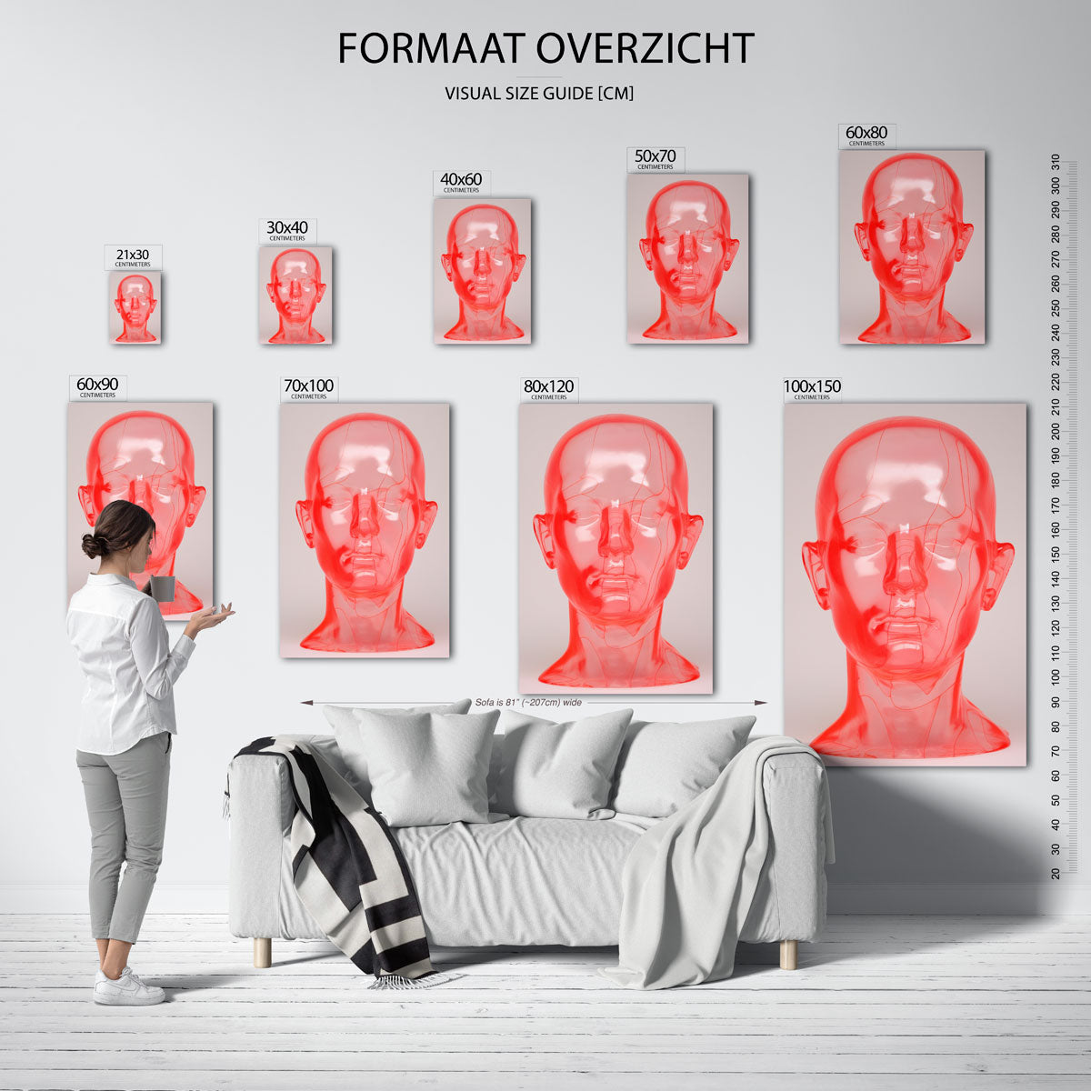 Transparant rood hoofd Poster