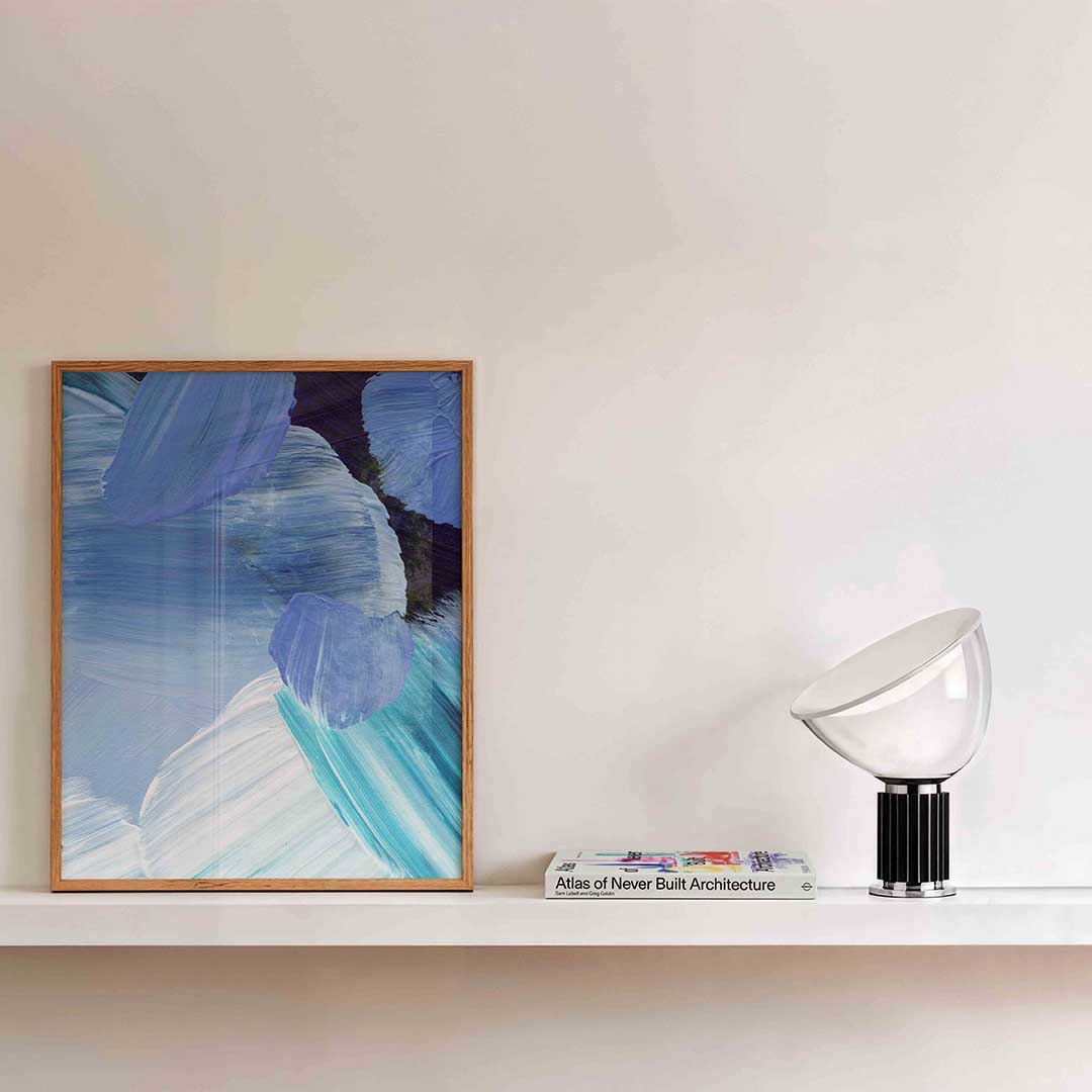 Blauwe penseelstreken Poster