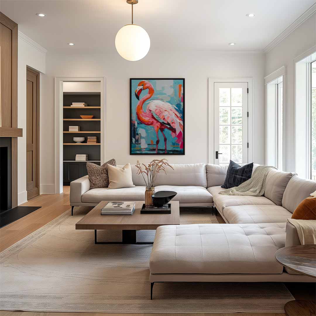 Flamingo in Colorful Environment Artwork