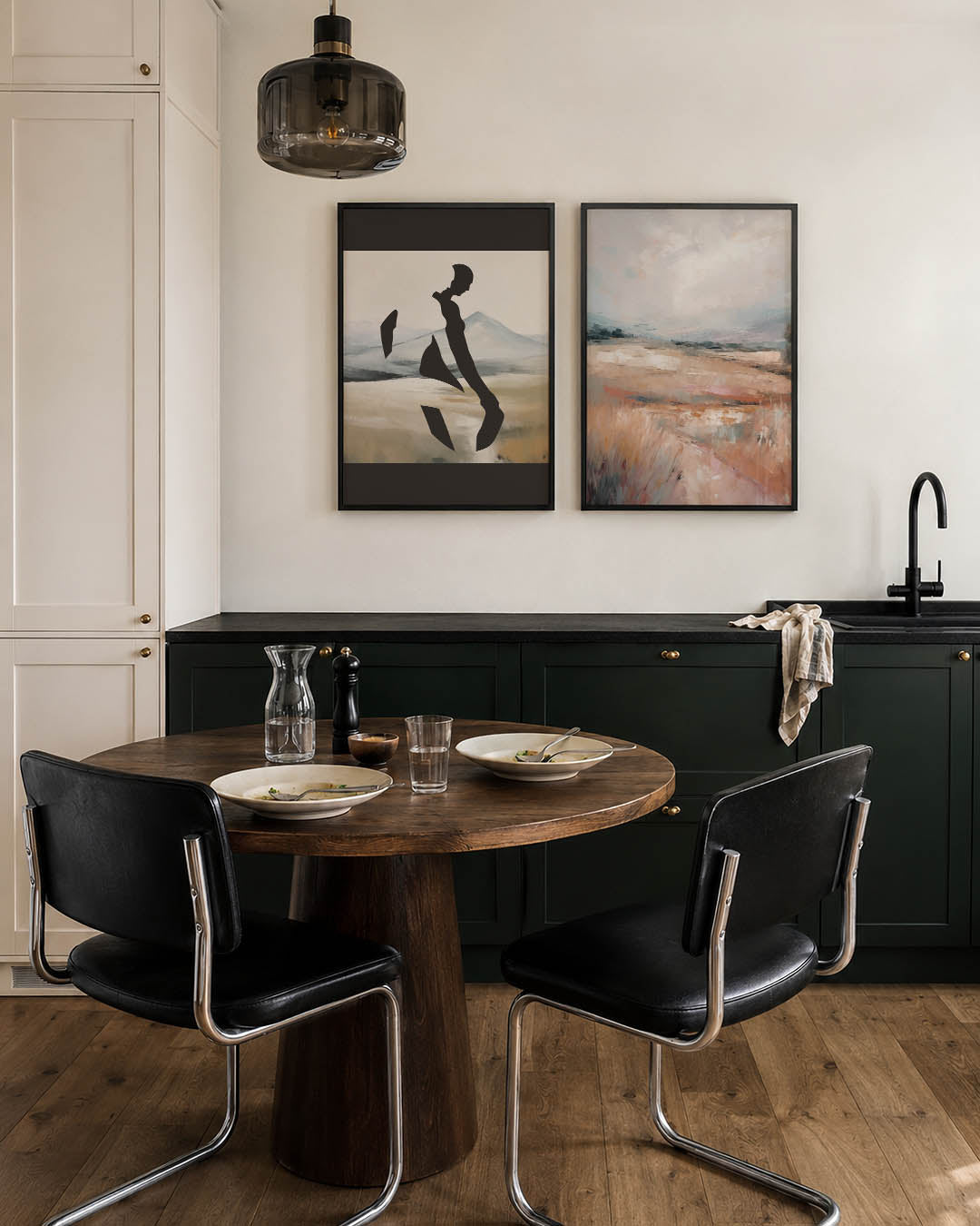 Silhouet en landschap Posterset