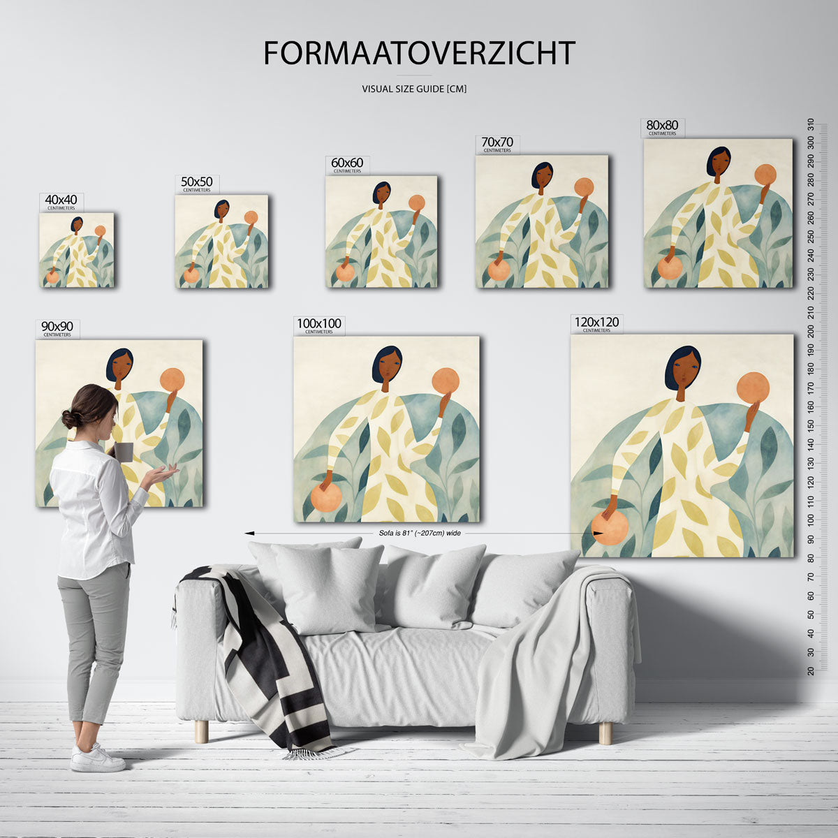 Vrouw met bladeren Poster