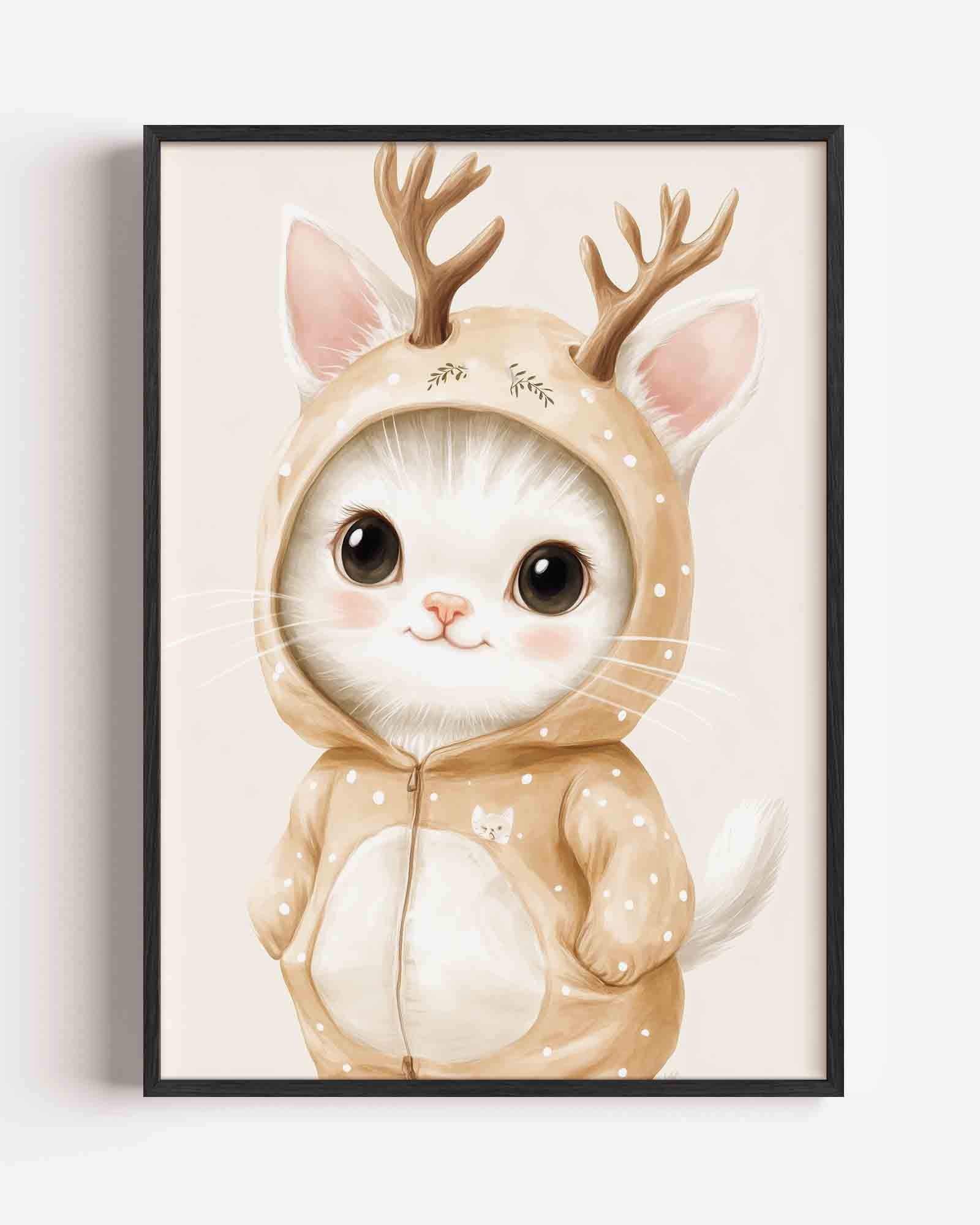 Kat in rendierkostuum Poster