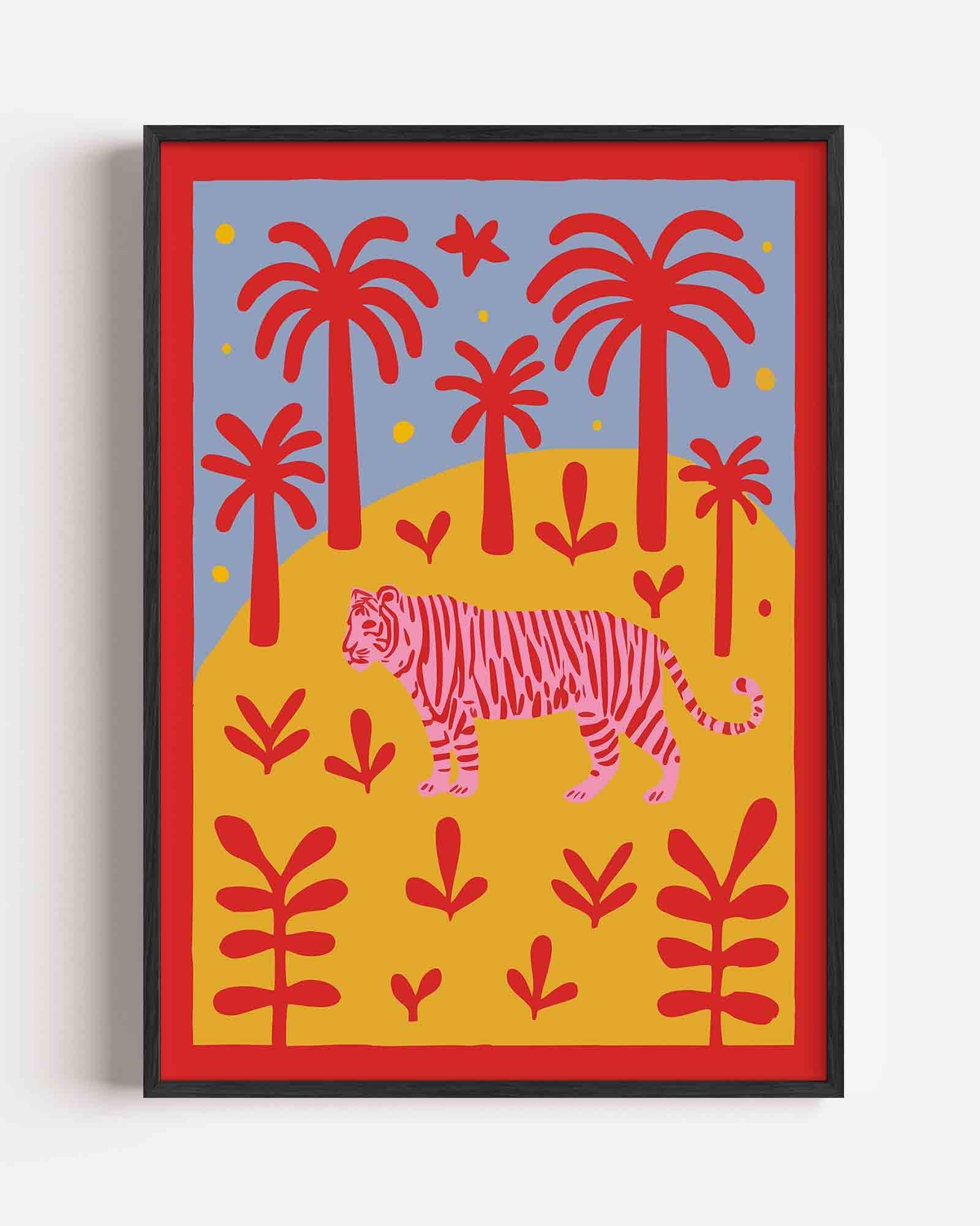 Tijger en palmbomen Poster