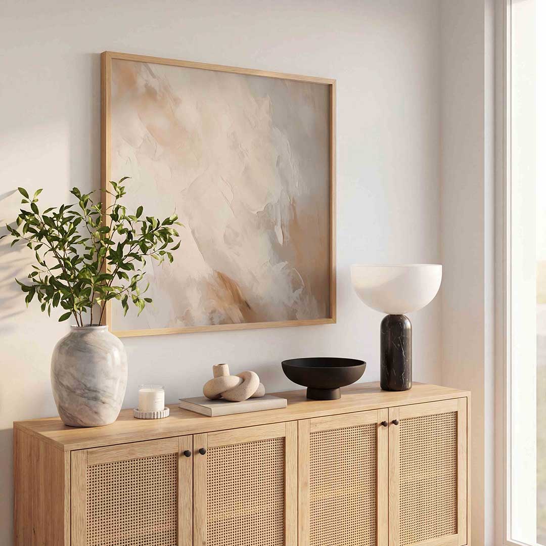 Abstracte beige en witte Poster