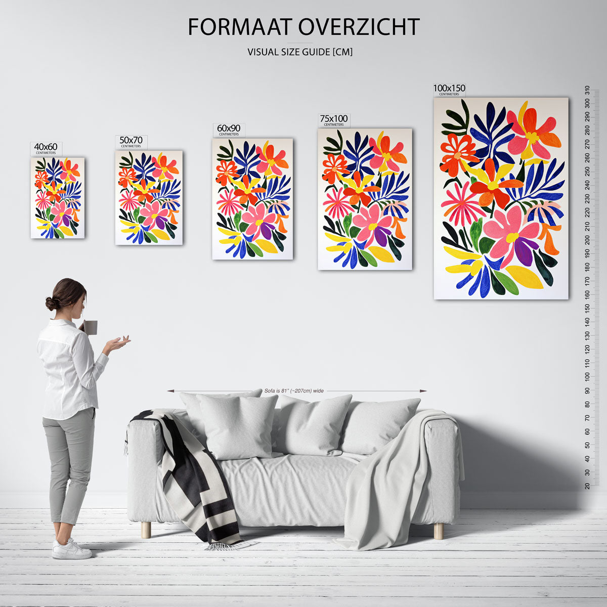 Vrolijke bloemencompositie Kunstwerk