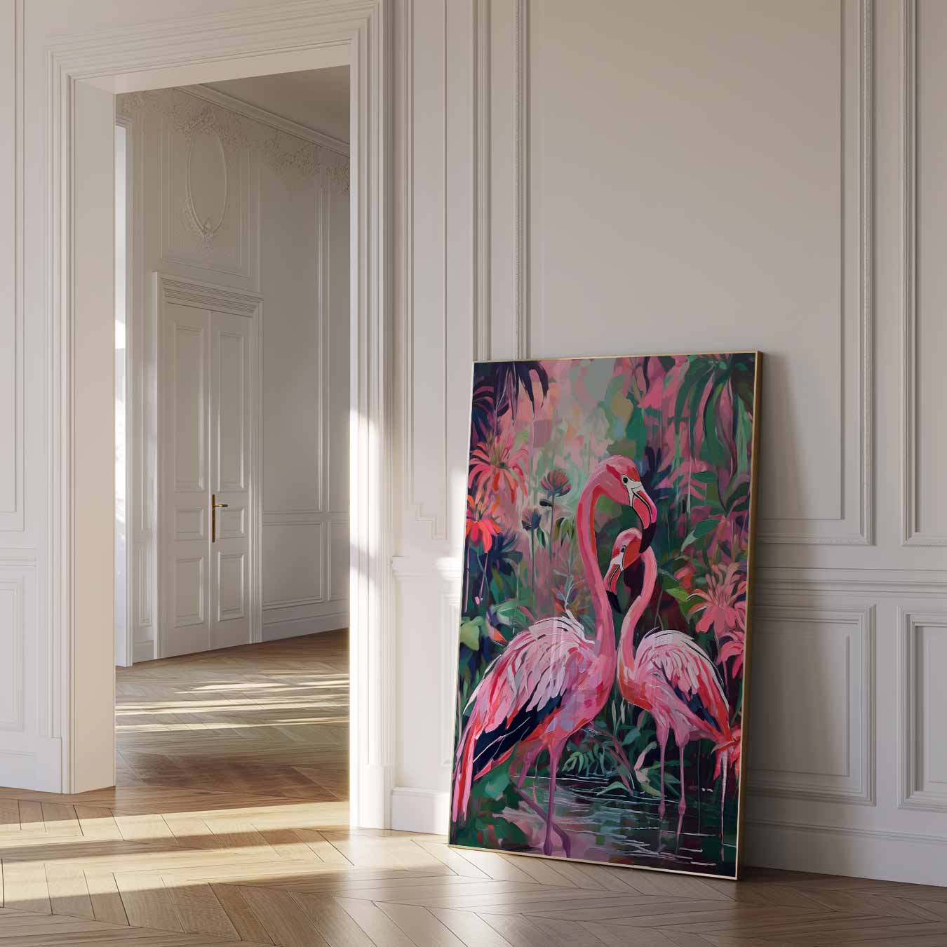 Flamingo Liefde in de Jungle Poster-WallArtistic