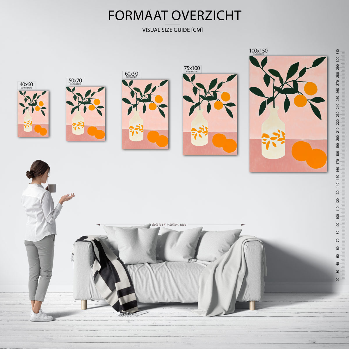 Eenvoudige vaas en vruchten Kunstwerk