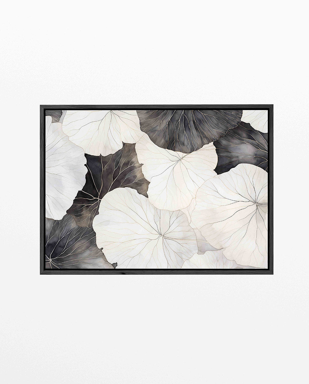 Bladpatroon in zwart wit Kunstwerk