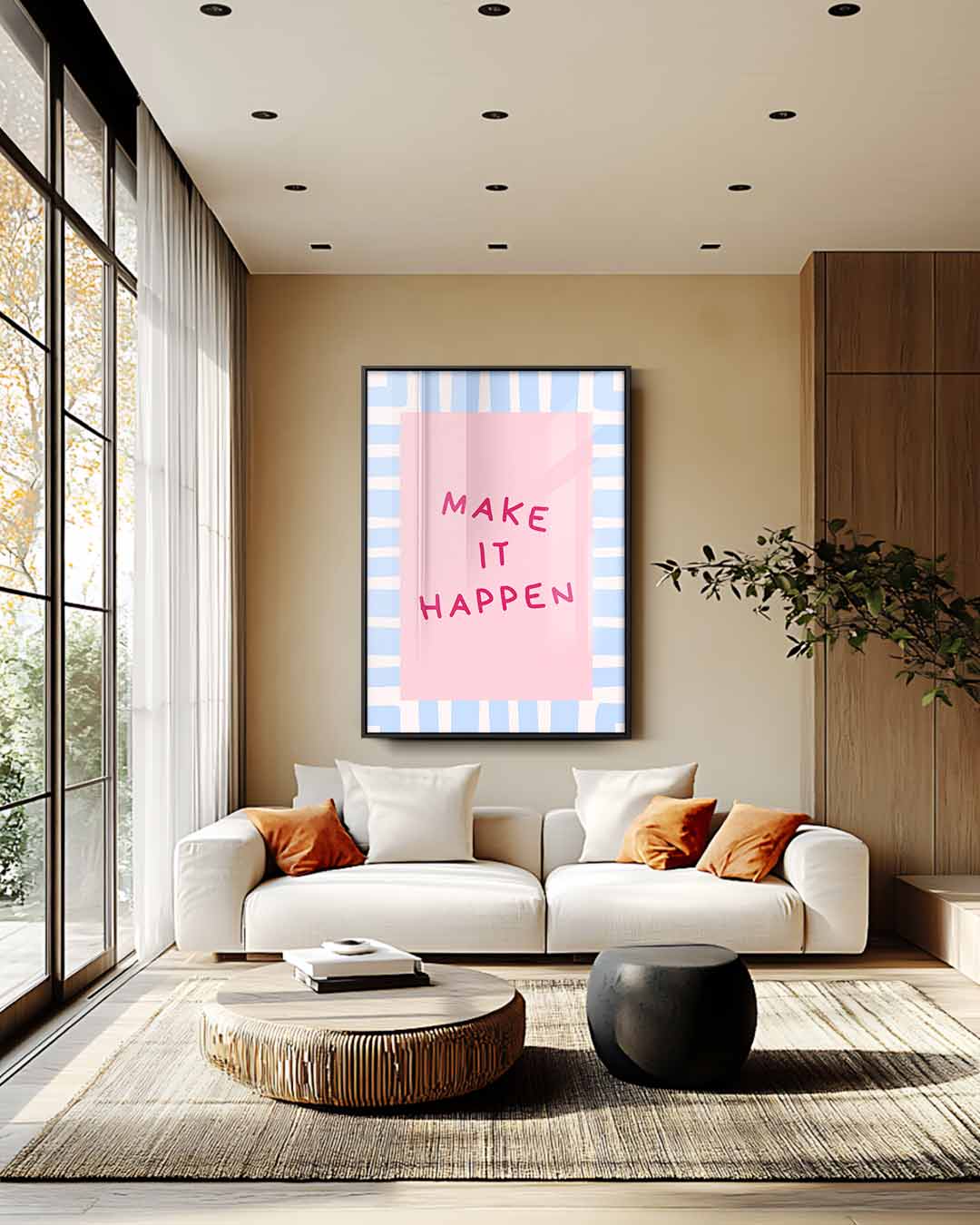 Inspirerende Muurposter Make It Happen Kunstwerk-canvas-dibond-plexiglas-wanddecoratie-WallArtistic